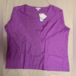 Women’s Liz Claiborne Purple Striped 3/4 Sleeve Shirt (Size 3X)
